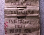 Firepit Firewood Carrier Recycled Burlap Coffee Bag Lined Wood Handles
