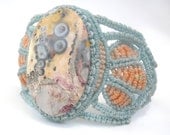 Macrame Adjustable Bracelet with a Natural Mexican Chalcedony Stone - one of a kind