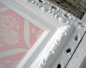 Decorative Shabby Chic Ornate Framed  Magnet Board-  Pink Damask - Nursery,  Shabby Chic- playroom- bedroom
