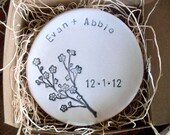wedding ring dish,  ring holder, engagement gift, You plus Me,  Black and White,  Gift Boxed, Made to Order
