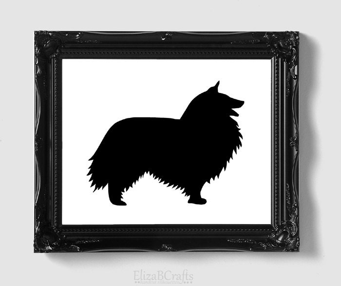 Shetland Sheepdog Silhouette - Hand-cut Mounted on 8x10 Watercolor Paper