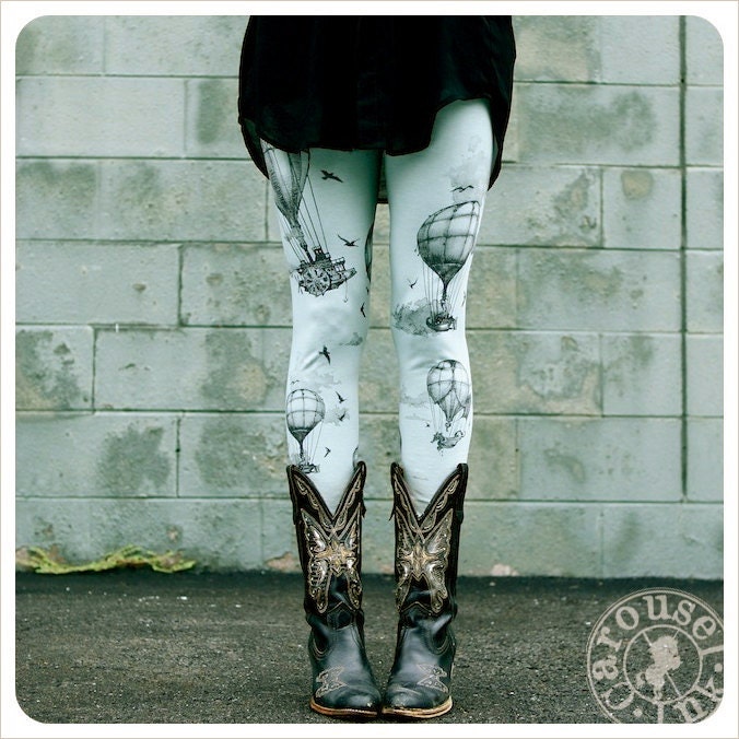 Hot Air Balloon Leggings - Womens Legging - SAGE - Tights - OZ - SMALL