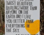 16x20  "I love you much"  E.E. Cummings Typography Urban art Canvas