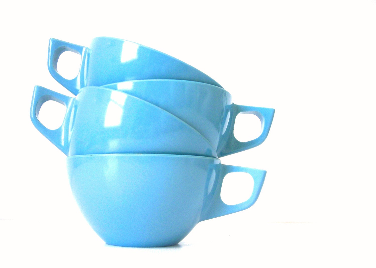 Vintage Melamine Cups Set of 4 Turquoise Blue