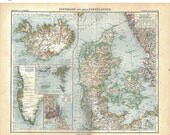 Denmark and Territories Vintage Map, 1912, Stielers