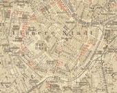 1907 Original Vienna Antique City Map, Street Plan, Austria, Karl Baedeker, Wien