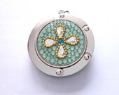 Exotic drops  foldable bag hanger, purse hook, bag holder made with Swarovski flatback crystals