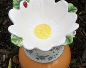 Upcycled Bird Bath - Daisy, Ladybug, Teapot