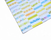 Baby Quilt - Boy or Toddler quilt, patchwork throw, Central Park fabric, green blue yellow orange