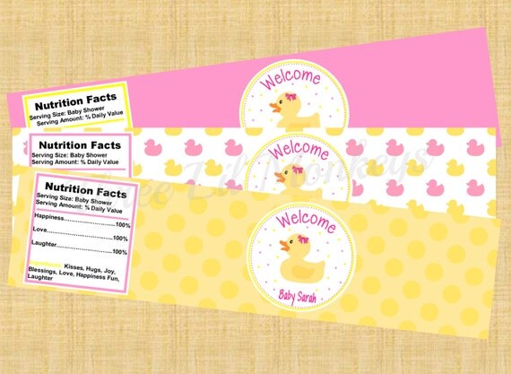 DIY Printable Rubber Duck Water Labels (Girls) Il_570xn