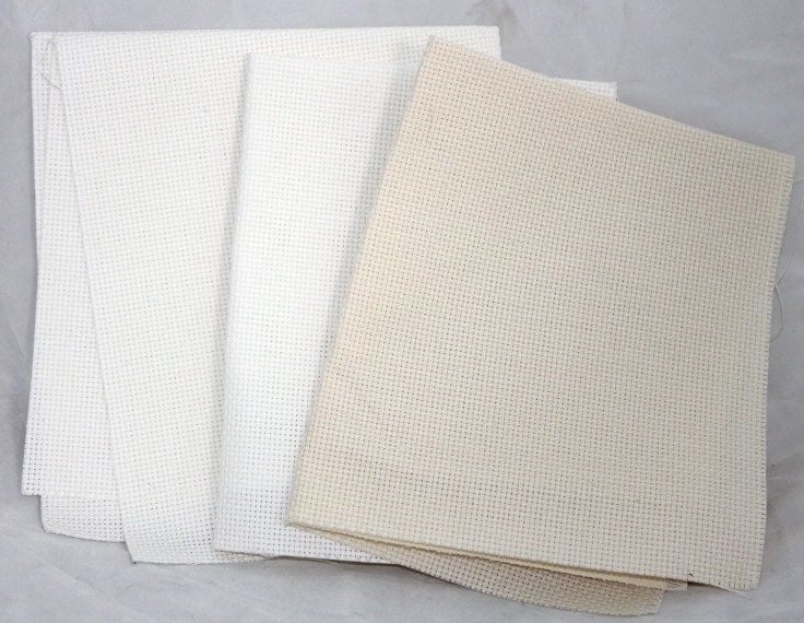 Lot of 14ct Cross Stitch Aida Fabric - White, Ivory (Lot7)