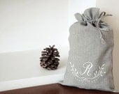 Monogrammed Linen Gift Bag