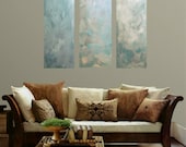 Original Abstract  Oil  Triptych  gallery canvas painting Ready to Hang  "Blue Skies" by Nicolette Vaughan Horner