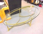 LaBarge Table - BRASS HOOF Glass Top Coffee Cocktail French Italian Hollywood Regency La Barge