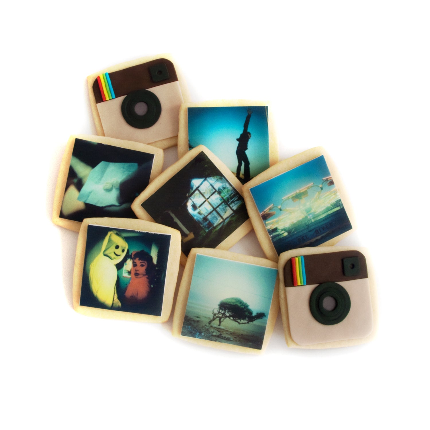 instagram camera and custom instagram photo cookies gift box (8 cookies)