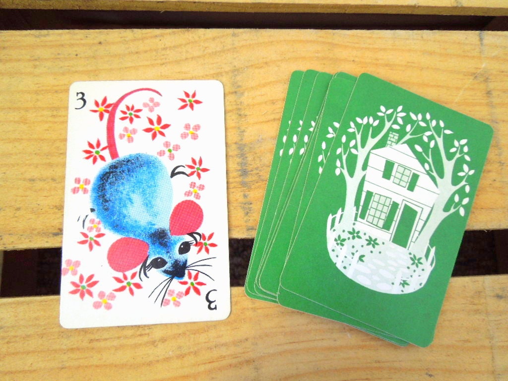 Vintage Playing Card Ephemera Supply Retro Mouse Graphics