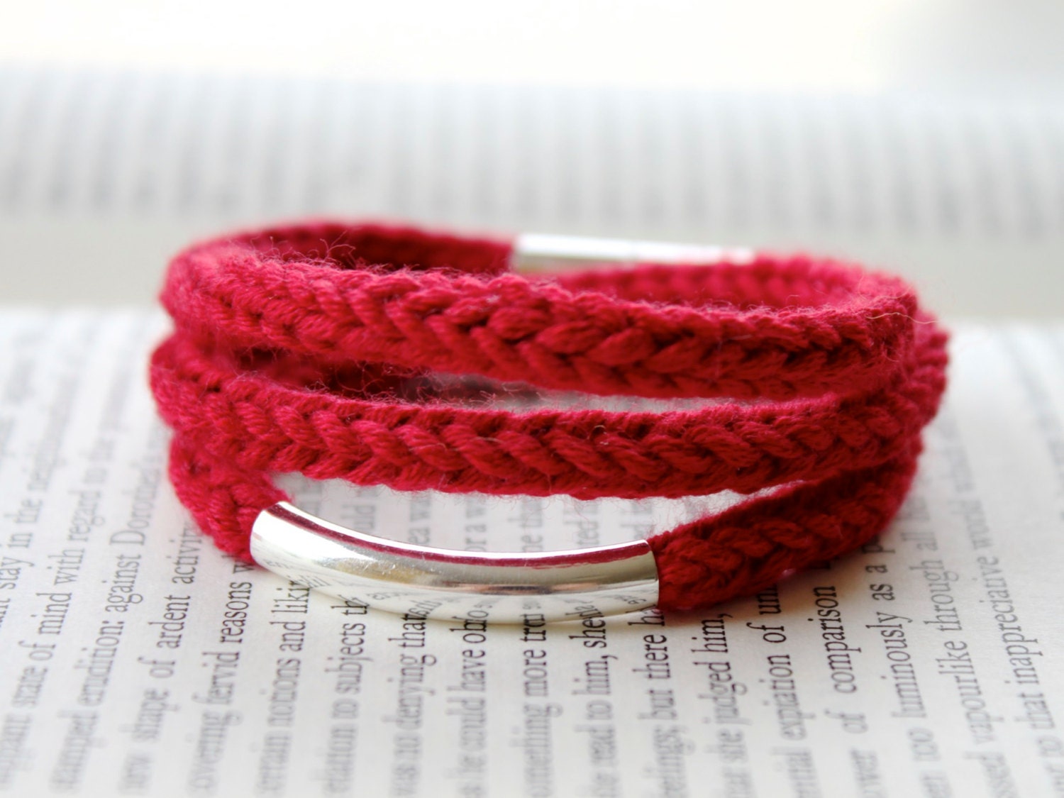 Triple Wrap Bracelet, Cord Rope Bracelet, Stacking Bracelets, Wrap Bracelet, Knitted Bracelet