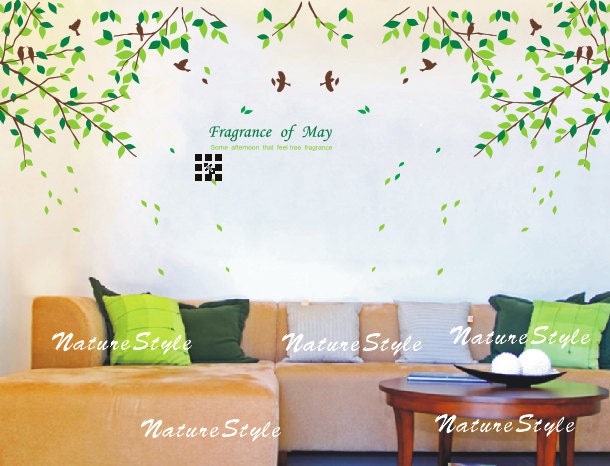Branch with Flying Birds -Vinyl Wall Decal,Sticker,Nature Design
