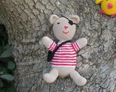 Easy Crocheted Captain Pirate Teddy Bear toy Pattern, Hand Knit PDF Tutorial Pattern, amigurumi Knitting Pattern