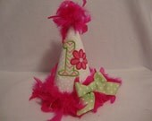 Personalized 1St Girls Birthday Daisy Hot Pink Feather Boa Hat Toddlers Birthday Hat 1-9 Photo Birthday Hat