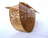 Vintage Wooden Purse. Geometric Bamboo Awesomeness.