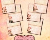 PINK ROSE Name Cards digital collage sheet, place names decoration party printable