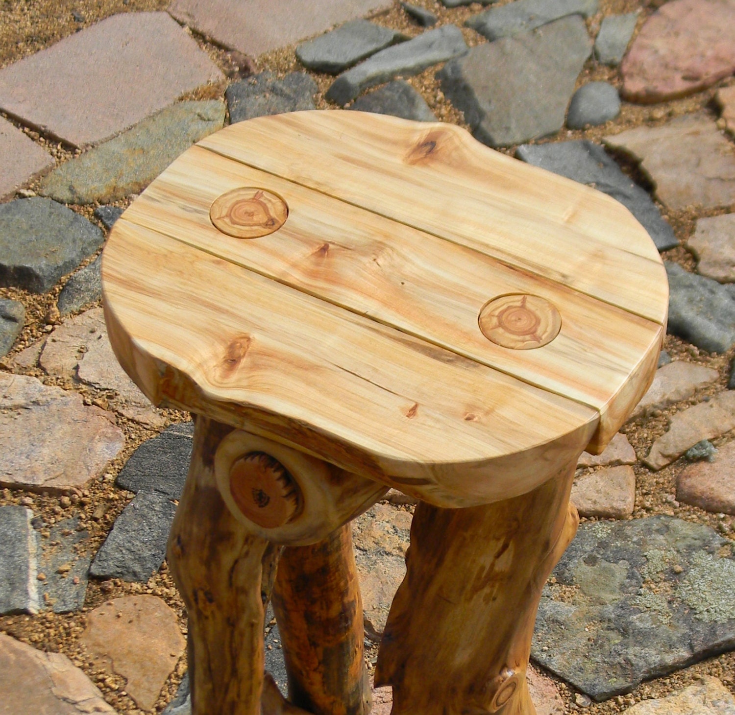 rustic aspen log barstool