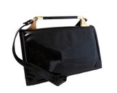 Vintage Black Leather Bag, Purse, Shoulder Bag, Handbag by Kurt Geiger