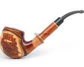 Long Wooden Tobacco Smoking pipe " Flying Dutchman ship" Hand carved, Delicious, Great Collectible plus Gift POUCH
