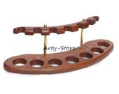 Multi Tobacco Pipe Stand Rack Hold Display  "Arch VII"  Ash-tree Brass, For 7 Pipes