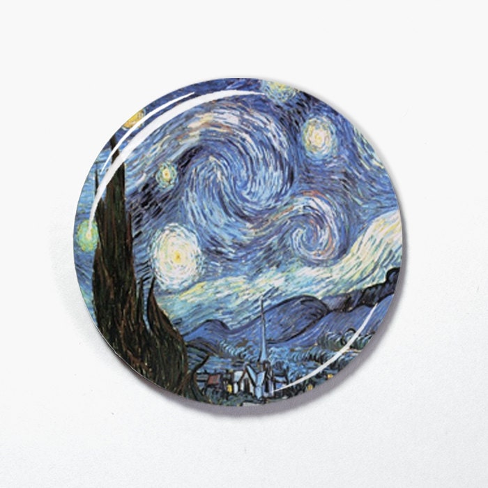 Van Gogh Starry Night, Interchangeable Magnetic Necklace Pendant Toppers, Topper Button, Interchangeable Pendant (022)