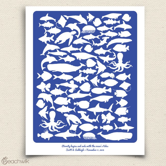 Unique Guest Book - The Beachwik - A Peachwik Interactive Art Print - 75 guest sign in - Destination, Beach & Ocean Weddings