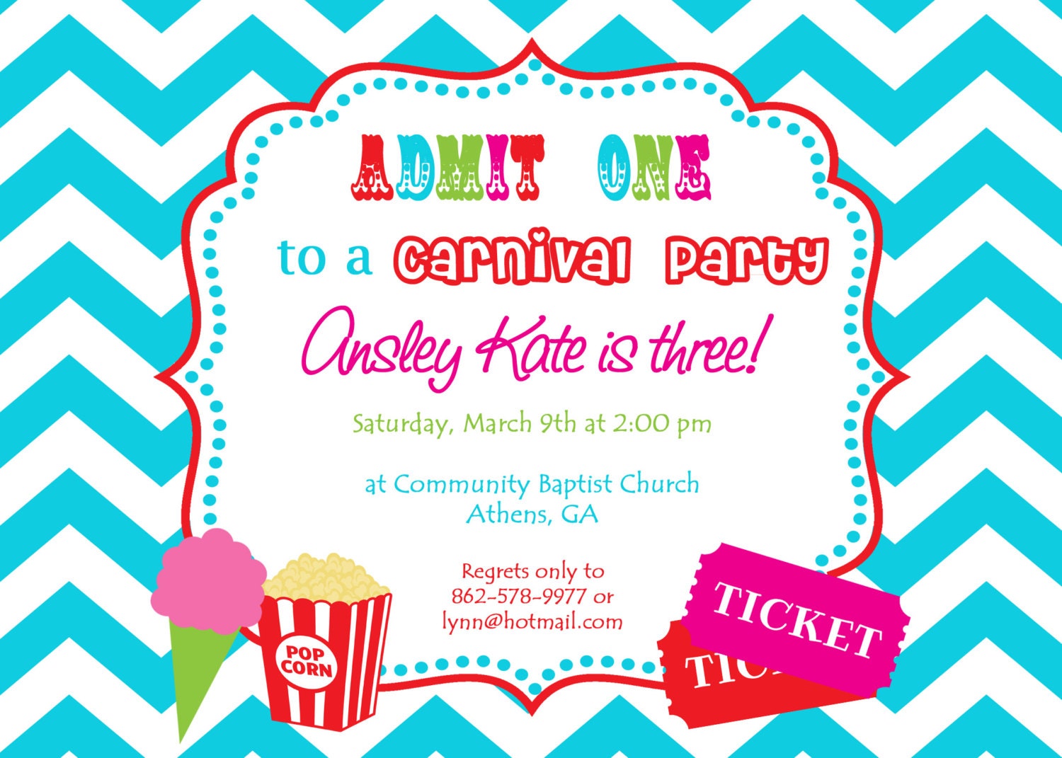 Printable Carnival Birthday Party Invitation. Girly Circus Invitation. Digital Invitation Il_170x135