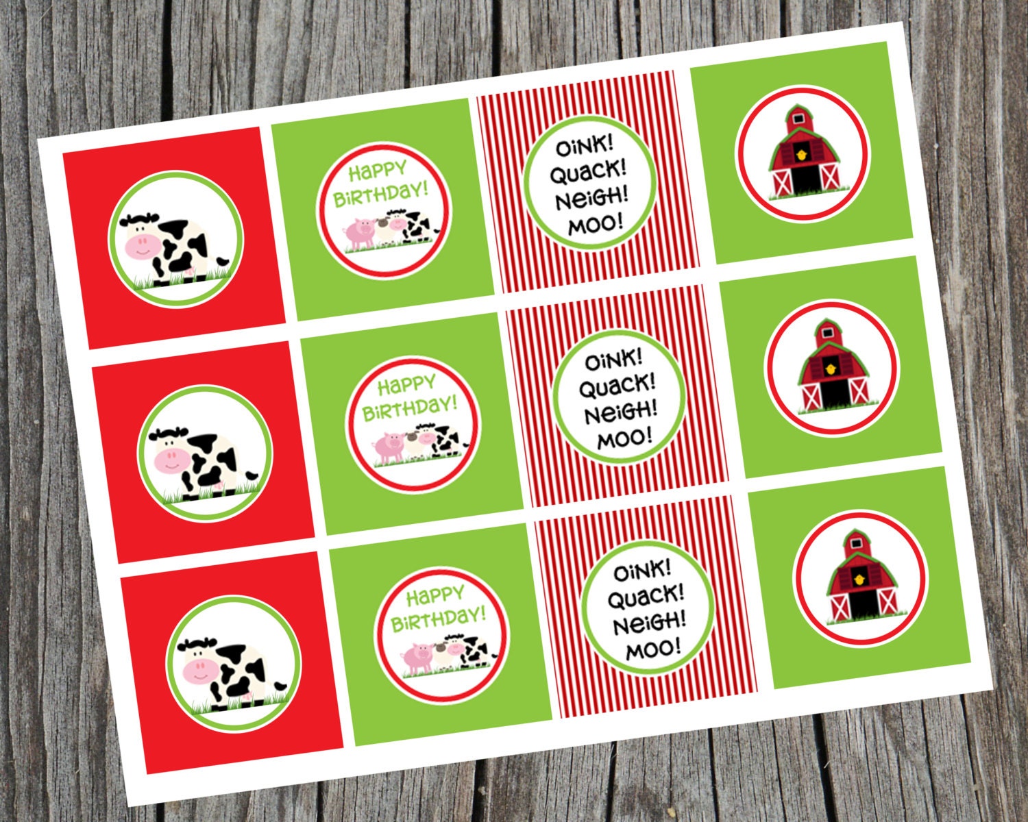 INSTANT DOWNLOAD. Printable Barn Cupcake toppers. Farm Party Cupcake Toppers. Barn Party Il_570xn