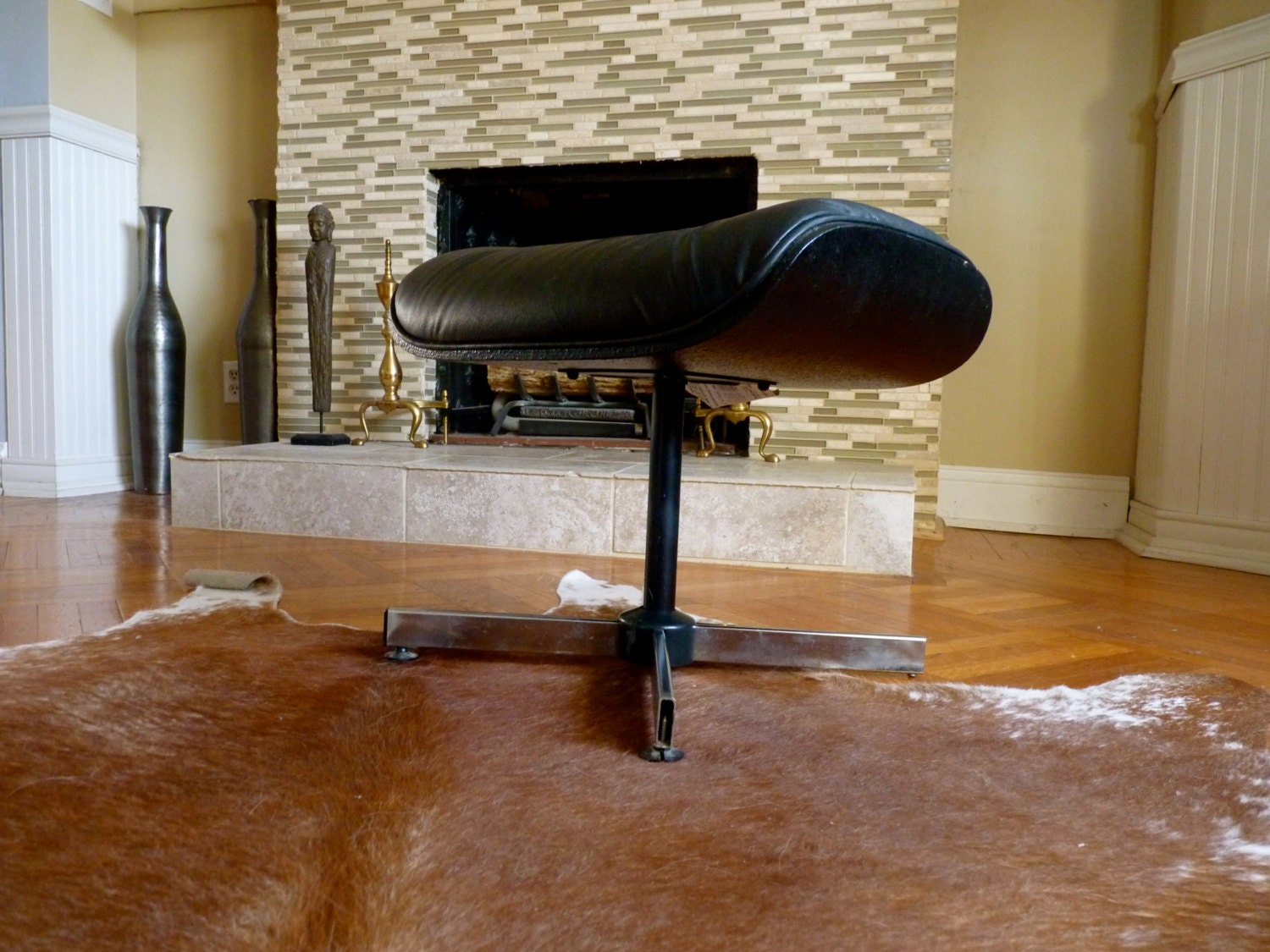 Mid Century Modern EAMES style OTTOMAN tufted