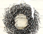 COUNTRY CHIC Blue & Brown- Summer Door Wreath-Country Cottage Home Decor-Scented Vanilla Sugar-Custom Choose Scent and Ribbon Color