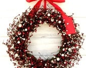 Fourth of July Berry Wreath-Holiday Wreath-Summer Door Decor-Patriotic Wreath-Scented Cranberry- Custom Choose Scent and Ribbon