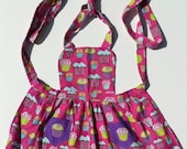 SALE Girls Ruffled Cupcake Bib Apron (size 5-6)