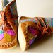 Baby and Toddler handmade leather beaded wool-lined moccasin winter boots with wool insole and crepe rubber sole