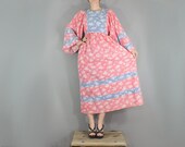 Vintage Dress Angel Sleeve Maxi Dress Red White and Blue