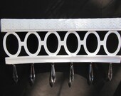 Upcycled Vintage Chairback Wall Decor with Antique Chandelier Prisms