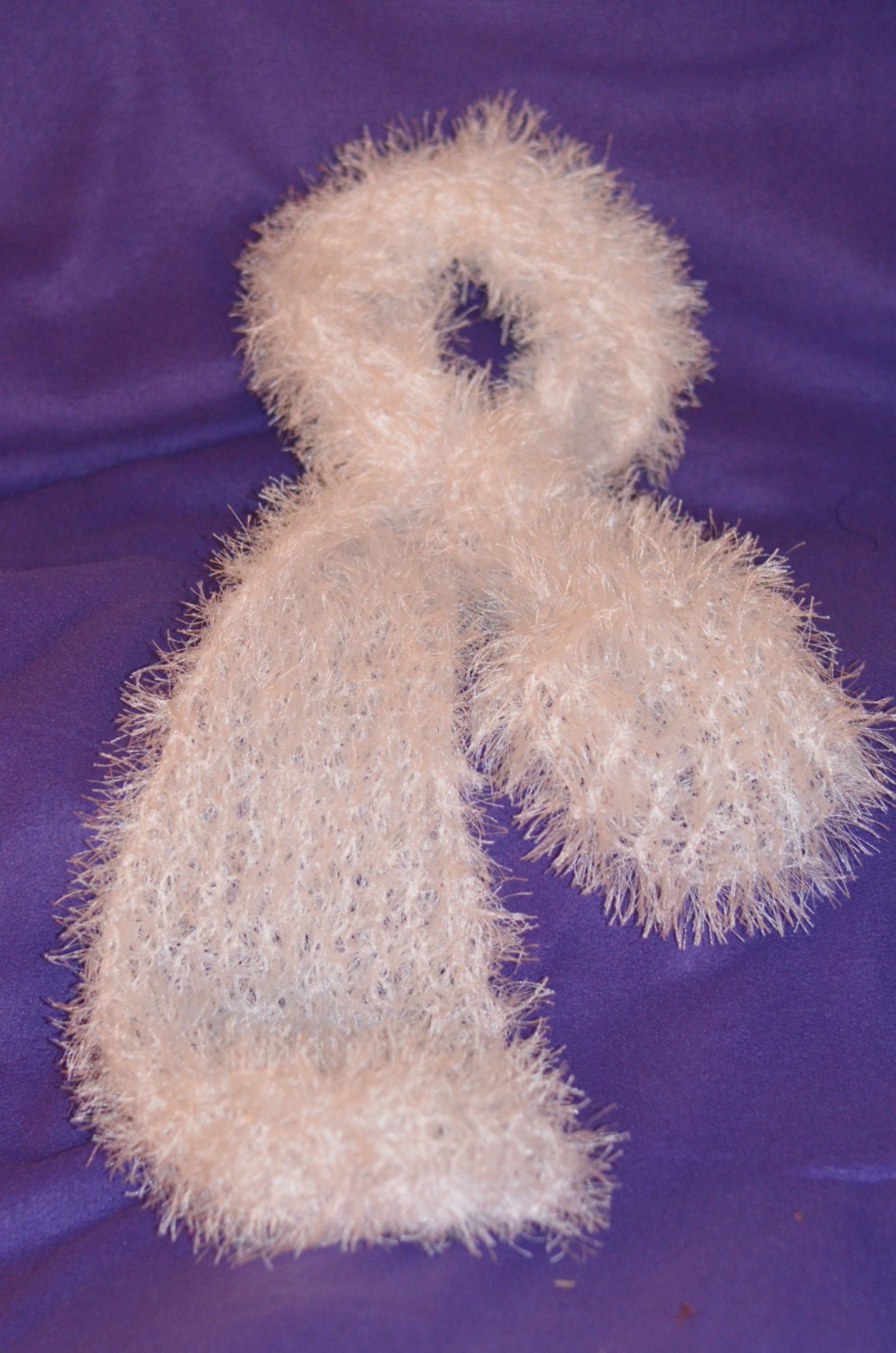White Knit Fuzzy Scarf