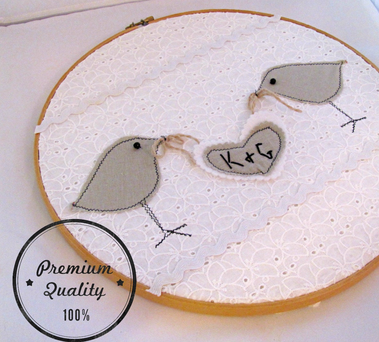Embroidery Hoop,Birds in Love,Valentine,Wedding, Engagement, Customize,Women,Home and Cottage Decor, Nursery,Children's Room, Gifts for Kids