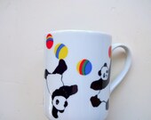 Vintage Juggling Panda Bear Coffee Mug 1980s