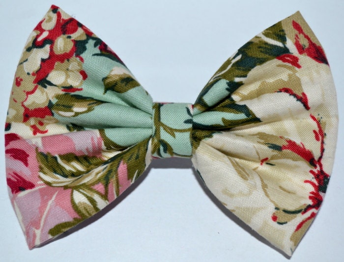 Multicolor Vintage-Look Floral Hair Bow