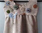 Linen Baby Dress Natural Grey Jumper Dress - A line Dress - Nursery - Children Clothing - 12 months to 6T