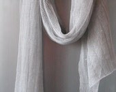 Linen Scarf Shawl Wrap Stole Light Gray Transparent