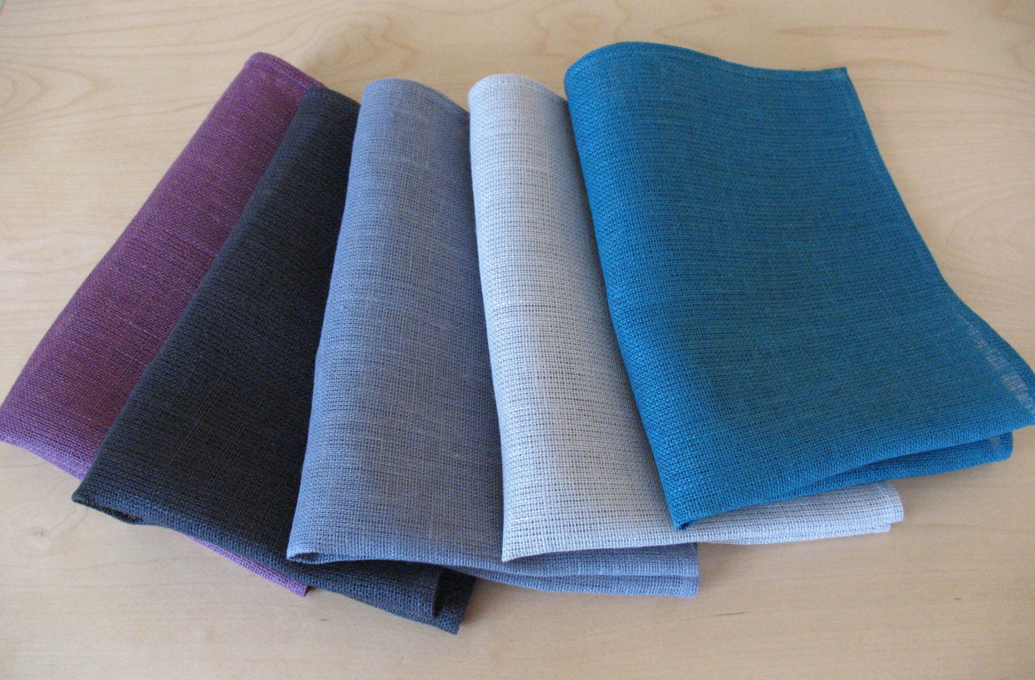 Linen Napkin Serviette Purple Gray Asphalt Dark Blue set of 8 - Flax - 17.3" x 11.8"  size