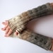 Fingerless Gloves Mittens Beige Brown Gray White wrist warmers Knit