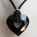 Hunger Games - Swarovski Jet Heart Black Leather Cord Necklace - District 12 Coal Mines - Panem - The Capitol